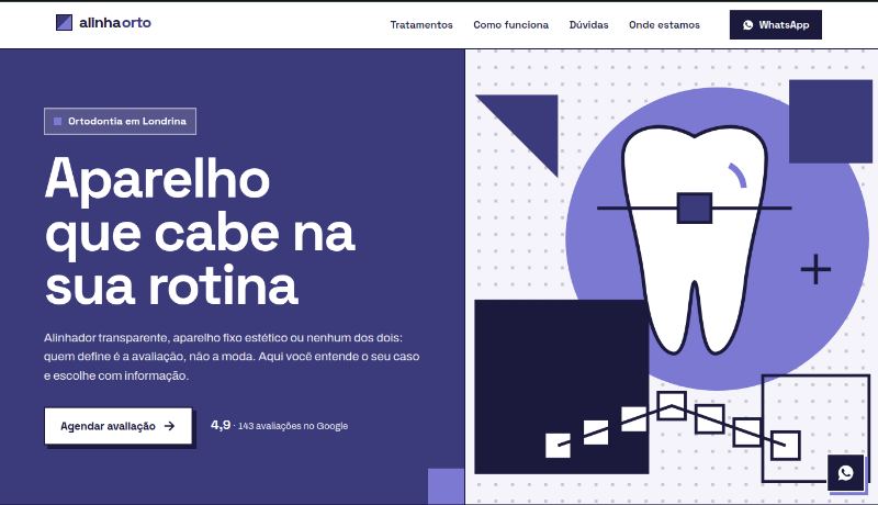 Topo do site demo Alinha Ortodontia
