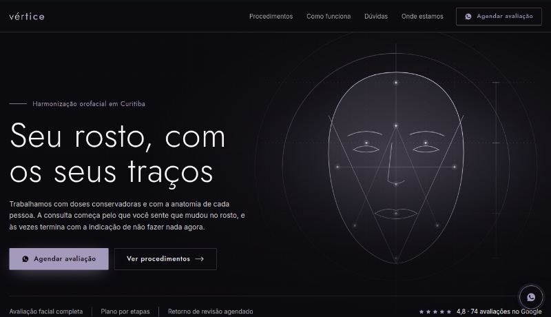 Topo do site demo Clínica Vértice