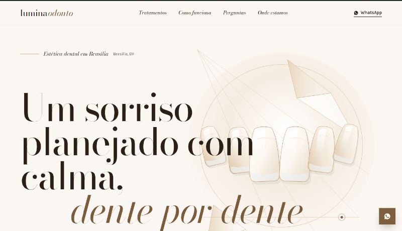 Topo do site demo Lumina Odonto