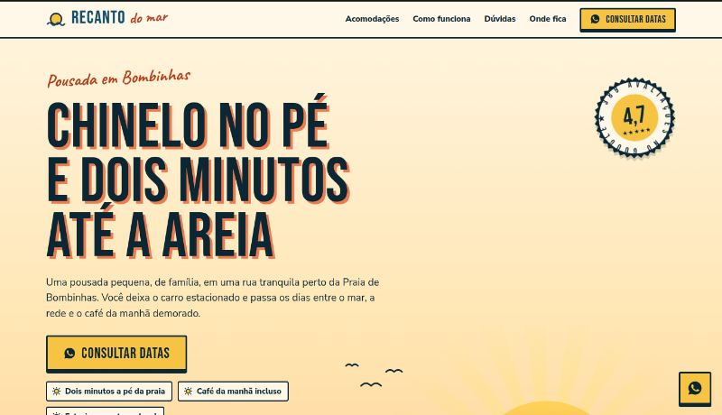 Topo do site demo Recanto do Mar