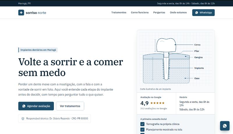 Topo do site demo Sorriso Norte